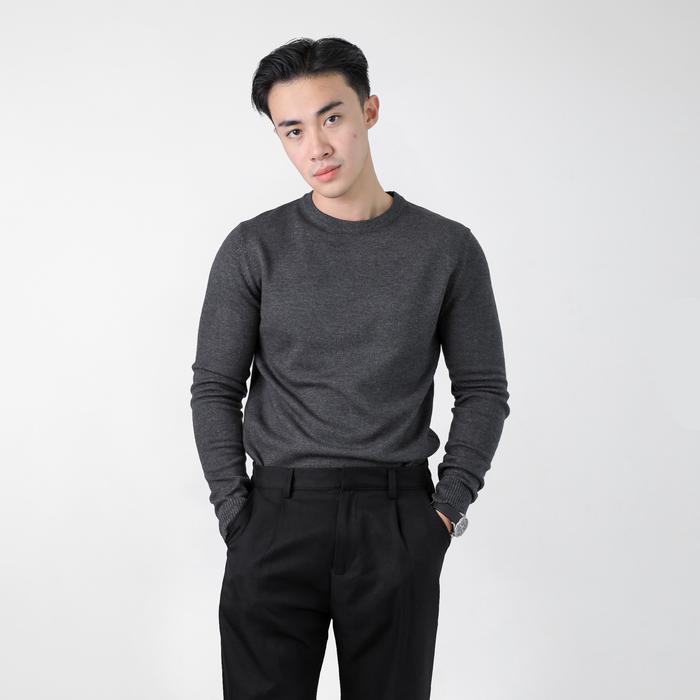 MSMO Men Jadden Sweatshirt Atasan Sweatshirt Pria Grey, Int:L