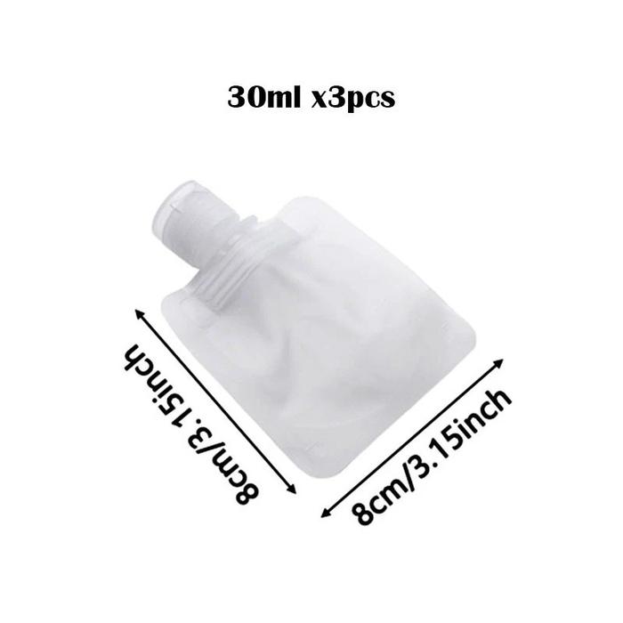 Gambar Plastik Lipat Mini Kecil Wadah Cream Lotion Cair SkinCare Botol Refill Tempat Dispenser Sabun Shampo Bumbu Minum Kosmetik Serbaguna Multifungsi Travel Pouch Transparant Toiletries Kit organizer 30ML 50ML 100ML - 30ML  dari Helios Nebula Store undefined Tokopedia