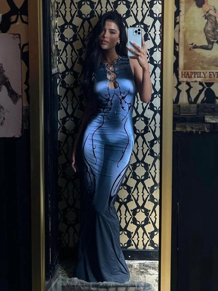 Jual Best seller 2024 Summer Dress Print Elegant Maxi Long Dresses