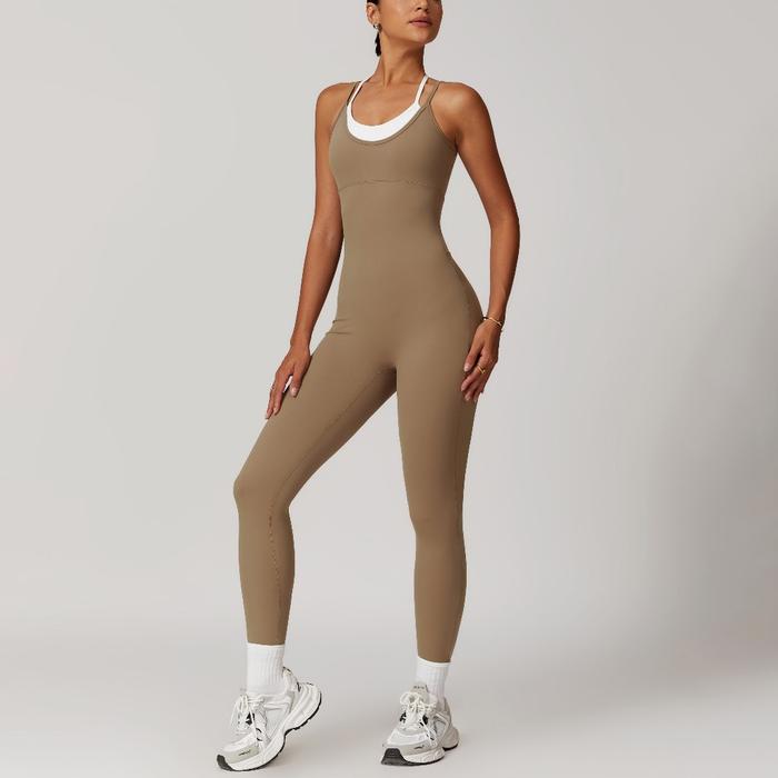 Gambar PREMIUM ROSS JUMPSUIT - Olahraga Yoga Workout Gym Pilates - BROWN, M dari lafiola undefined Tokopedia