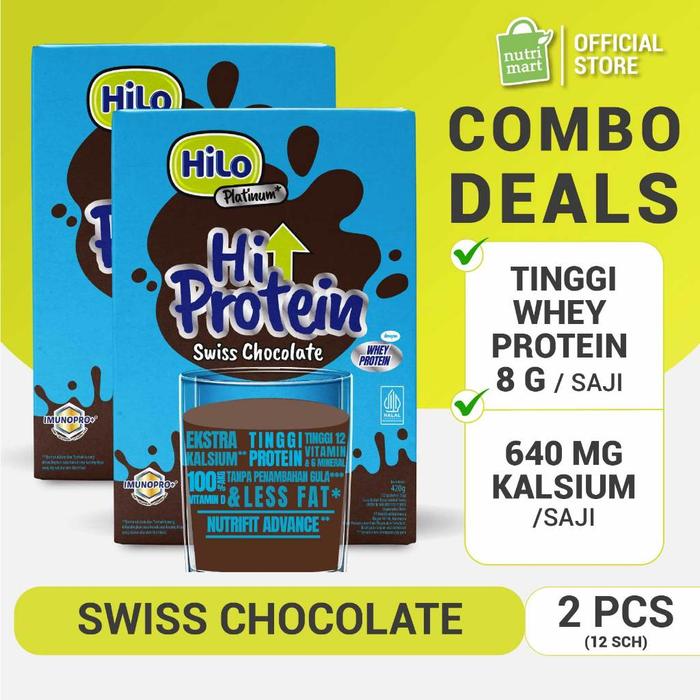 Gambar Twin Pack - HiLo Platinum Swiss Chocolate (12 Sch) - Susu Tinggi Kalsium dengan Glukosamin & Omega 3 MURAH!!! dari rocky gerung shop undefined Tokopedia
