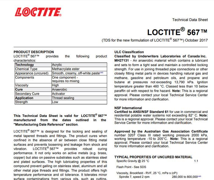 Gambar Loctite pipe sealant 567 / lem pipa Loctite 567 / loctite567 dari SEALANT STORE undefined Tokopedia