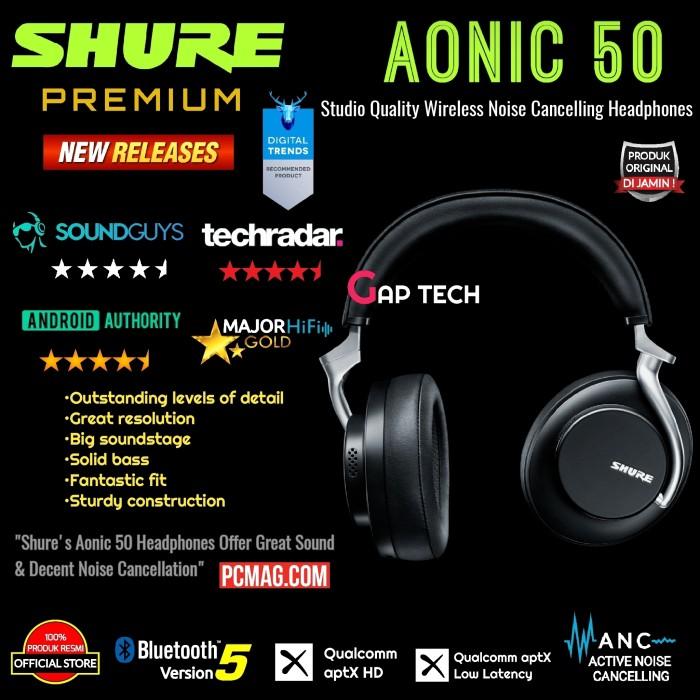 Gambar Top SHURE AONIC 50 Premium Over-Ear Wireless Noise Cancelling Headphones - Hitam dari Nusantara Auto Speed undefined Tokopedia
