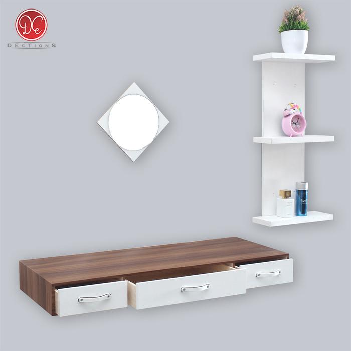 Gambar Dections Set Furniture Meja Rias Laci Gantung Dinding Eesthetic Minimalis - Coklat-Putih dari DEcTionS Living undefined Tokopedia
