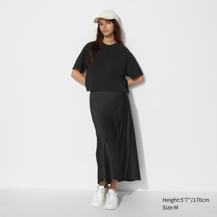 Gambar Uniqlo Rok Satin yang lembut dan berkilau, cocok untuk berbagai kegiatan - 09 BLACK, XS dari UNIQLO LifeWear undefined Tokopedia