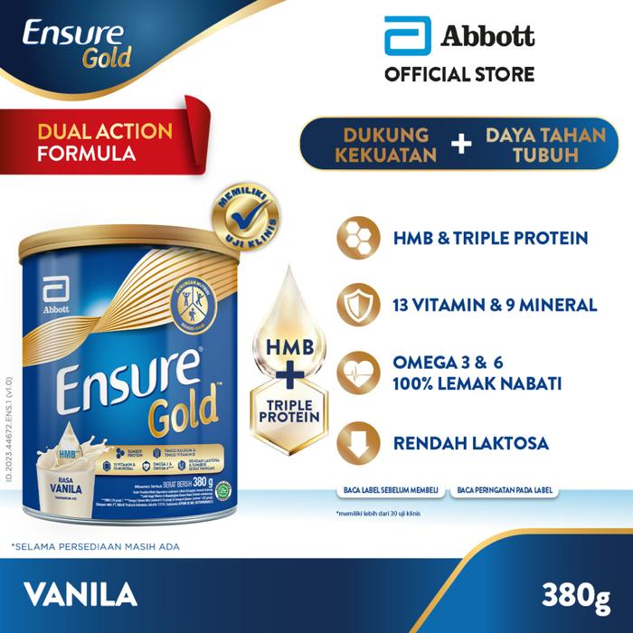 Gambar Ensure Gold HMB Vanila 380 g - Nutrisi Dewasa Rendah Laktosa dari Utama Shopes undefined Tokopedia