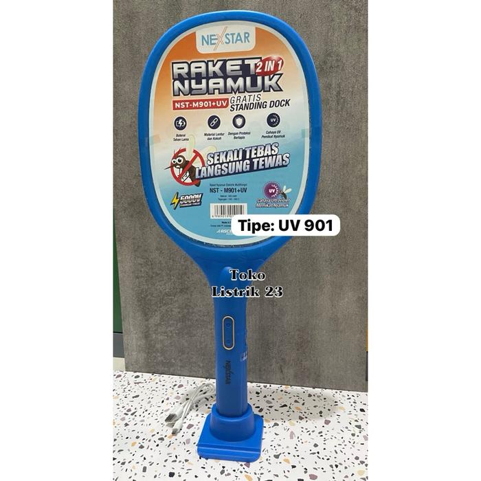 Gambar raket nyamuk + stand dan mode UV VDR / NEXTAR - NEXTAR 901 dari Onyxo undefined Tokopedia