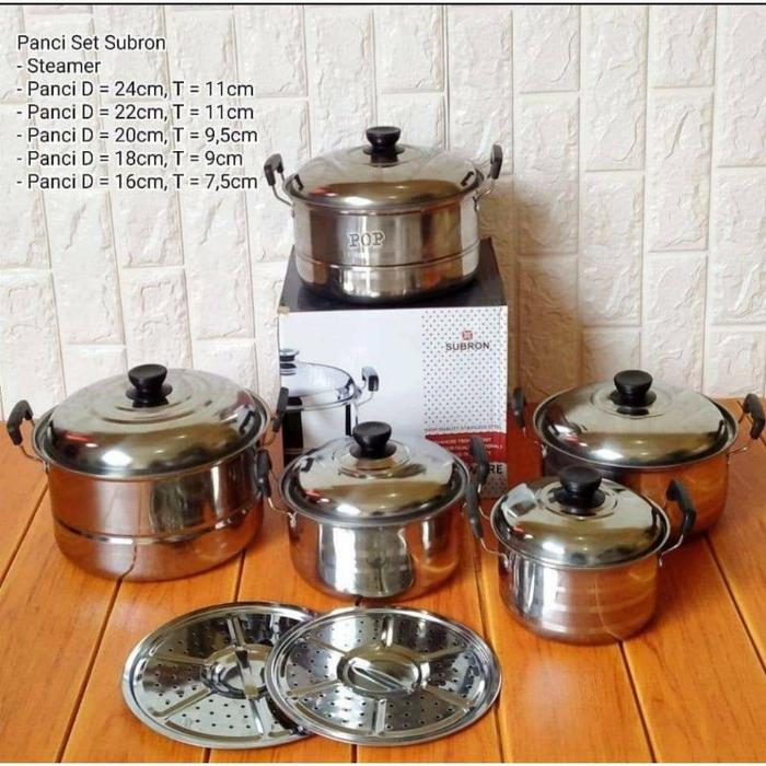 Gambar Zahwagllery-1 PANCI SET ISI 5 PCS STAINLESS + STEAMER KUKUSAN - No kukusan dari Zahwagallery-01 undefined Tokopedia