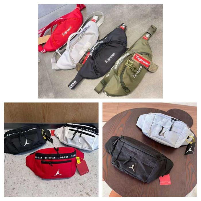 Jual Unisex Supreme Jordan canvas waist bag bum bag man woman tas