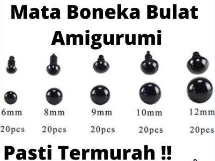 Gambar Mata Boneka BULAT HITAM/ Mata Amigurumi/ Safety Eyes 5-40mm [10-pcs] - 5 mm dari MyTOT undefined Tokopedia