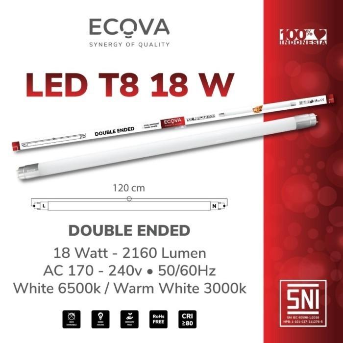 Gambar ECOVA Lampu TL LED Tube Light Neon T8 18W Putih 120CM - Putih dari Voltindo Electric undefined Tokopedia