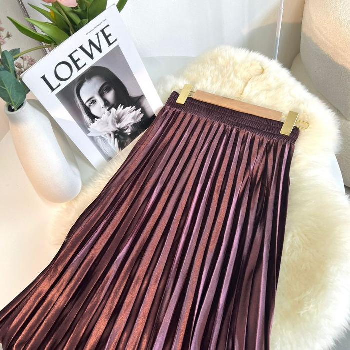 Gambar Rok Plisket Bludru Premium / Skirt Wanita Korean Style / Rok Import Bludru Terlaris - Rok Bludru Wine dari ANGKUT GAN 78 undefined Tokopedia