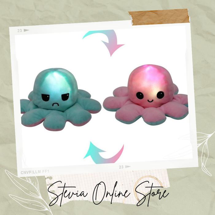 Gambar ADA Boneka Plush Bentuk Gurita Dapat Dibalik Dengan Lampu LED - Biru Pink dari Threso undefined Tokopedia