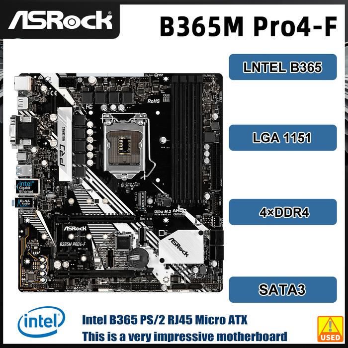 Best Seller B365 Motherboard Asrock B365m Pro4-f Lga 1151 Ddr4 64gb Support  I5-9400f 9700f 8500 8700
