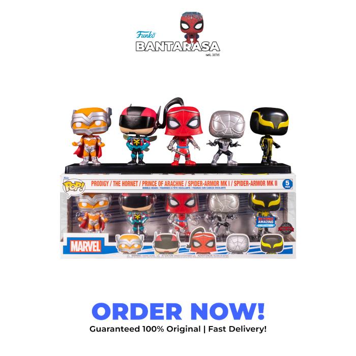 Gambar Funko POP! Spider-Man - Prodigy, The Hornet, Prince of Arachne, Spider-Armor Mk I & Spider-Armor Mk II Pop! Vinyl Figure 5-Pack dari jibranfawaid undefined Tokopedia