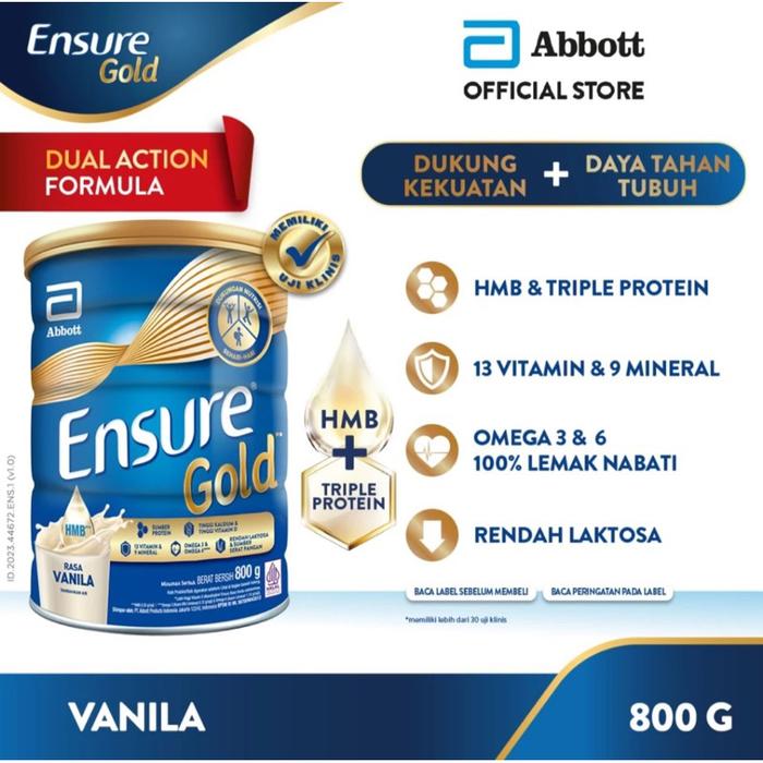 Gambar Ensure Gold Hmb Vanila Dan Cokelat 800Gram -Gratisongkir - Vanila 850gr dari Milk Joy undefined 3 Tokopedia