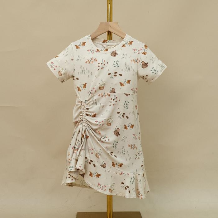 Gambar HARLOW KIDS Drawstring Tencel Dress For Girls | Dress Anak Perempuan - Animal Counting, S dari GAYAkidsStore undefined Tokopedia