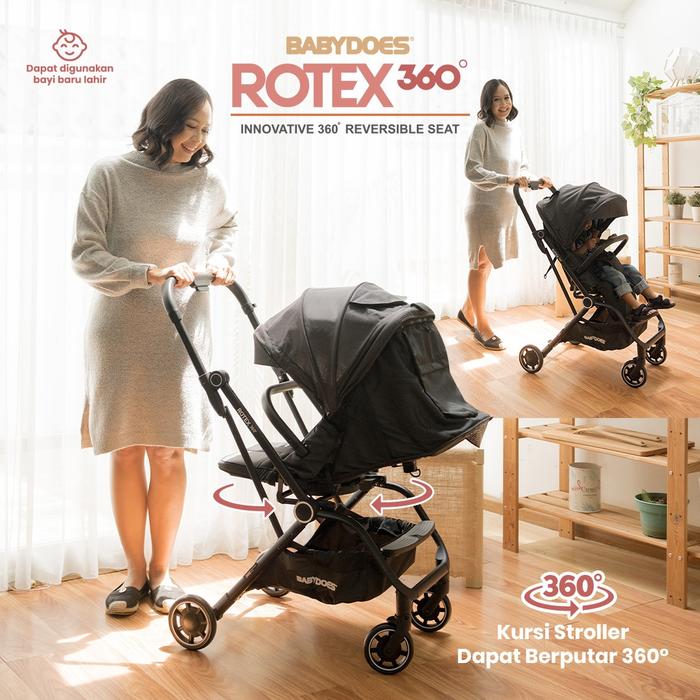 Gambar Stroller BabyDoes BD 9814 Rotex 360 / Kereta Dorong Bayi - Black dari Klikbabylove undefined Tokopedia