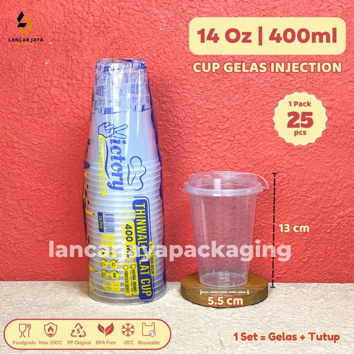 Gelas Inject Promo Gelas Plastik Injection Cup + Tutup PP Bening Frosted Transparan ...