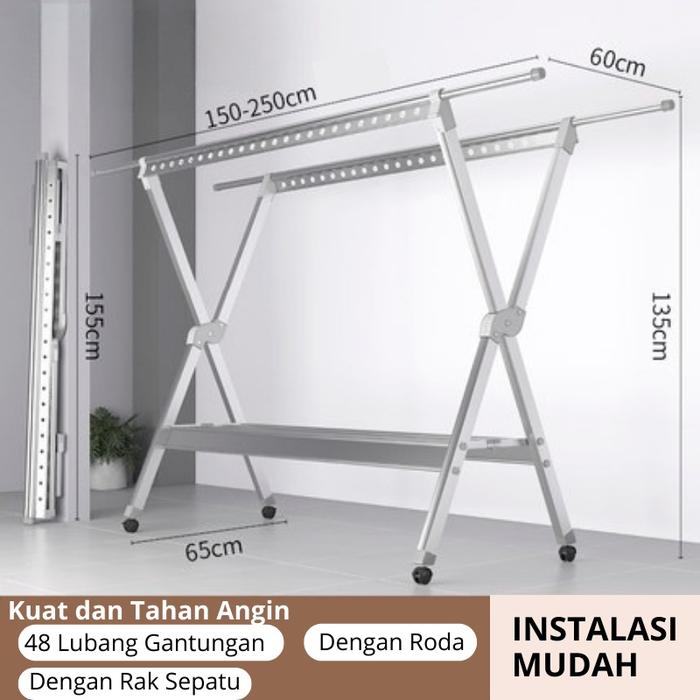 Gambar ESIndo Jemuran Lipat Stainless Steel Iron 130cm /Jemuran Pakaian Kuat dan Kokoh 150cm - SILVER 150CM dari alfianmartz undefined Tokopedia