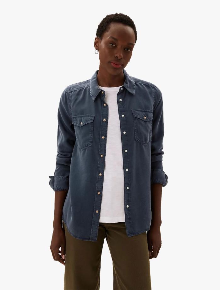 Gambar M&S - Kemeja Wanita - Pure Tencel Denim Regular Fit Shirt - Navy Tbk - Navy, UK 10 dari Cucufa Store undefined Tokopedia