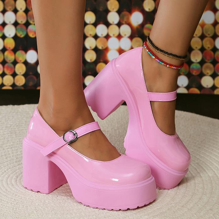 Jual Hot Sale Women's Chunky Heeled Mary Jane Pumps Elegant