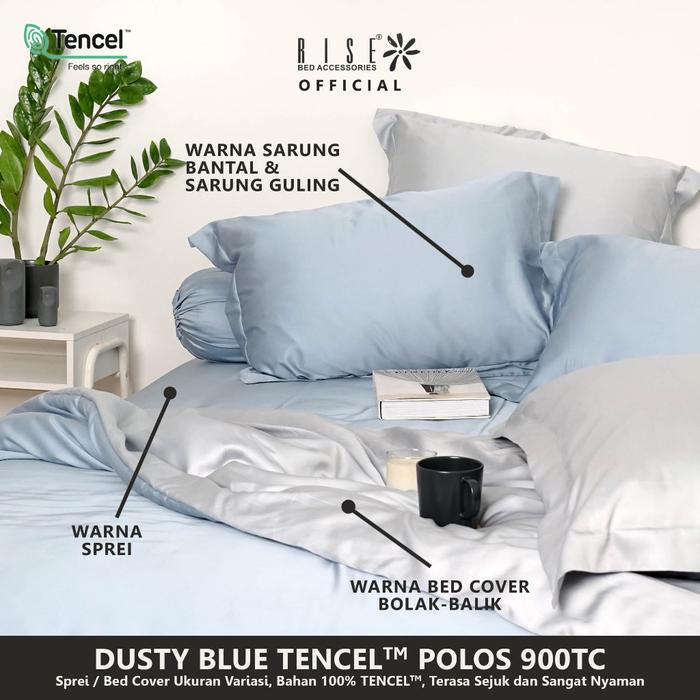 Gambar Rise Sprei Set TENCEL TM Lyocell 900TC Motif Dusty Blue - 160 x 200 dari risebedding undefined Tokopedia