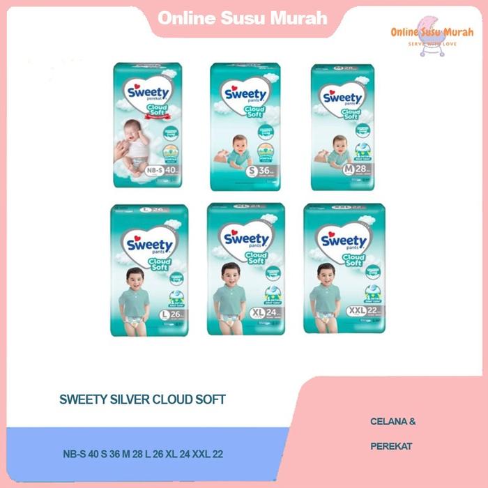 Gambar SWEETY SILVER PANTS S36 M28 L26 XL24 XXL22 TAPE NB-S40 CLOUD SOFT CUSHION S 36 M 28 L 26 XL 24 XXL 22 PEREKAT NB-S40 dari Marsha Aluna undefined Tokopedia