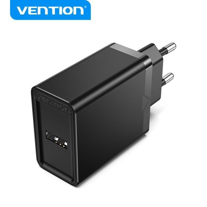 Gambar Vention Wall Charger Adaptor USB A 12W EU - FAA - BLACK dari dranate undefined Tokopedia