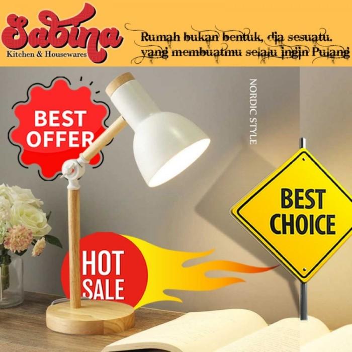 Lampu Meja Baca LED Desk Lamp Nordic Wooden Art 5W Warm White Putih