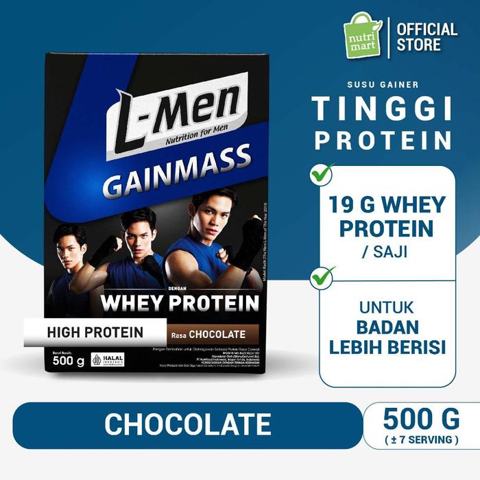 Gambar L-MEN GAIN MASS CHOCOLATE 500 G - SUPLEMEN PENAMBAH MASSA OTOT TINGGI WHEY PROTEIN dari Jancum896 undefined Tokopedia