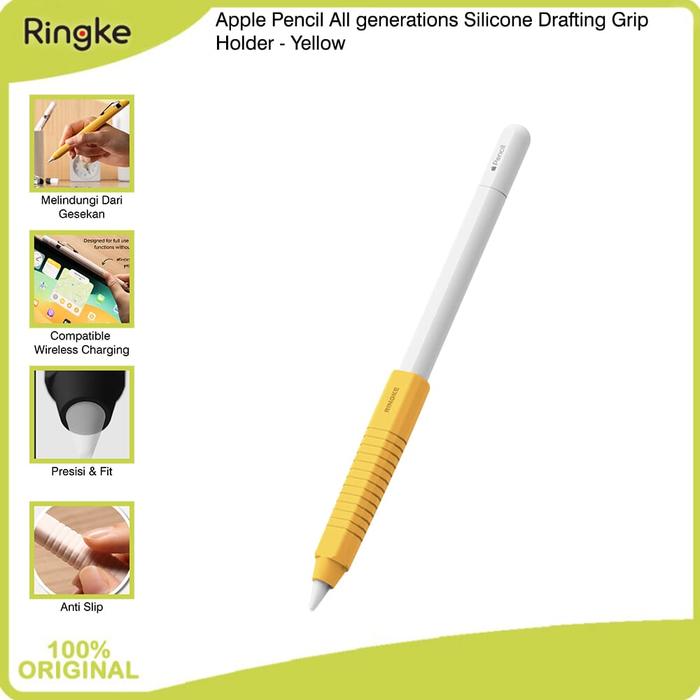 Gambar Ringke Compatible For Apple Pencil 1st gen / 2nd Gen / Apple Pencil Pro / Apple Pencil USBC Type C Silicone Drafting Grip Holder Black / Yellow / White / Pink Sand Pelindung Sarung Apple Pen Softcase Extra Grip Nyaman Genggam - AllGen-Ylw dari muvit-OfficialStore undefined Tokopedia