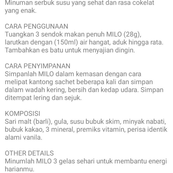 Gambar Milo Healthy Energy Drink Actigen E - Cokelat Bubuk Activgo 800gr dari Basukiw undefined Tokopedia