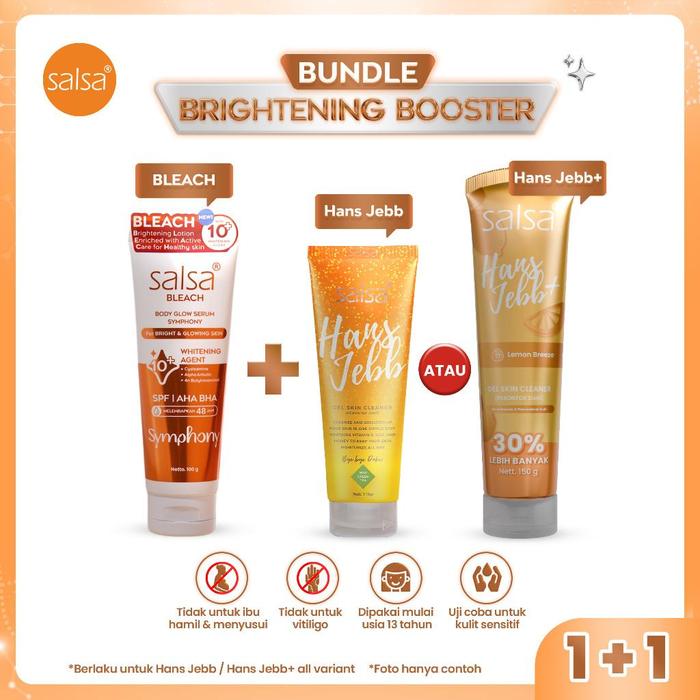 Gambar [BUY 1 GET 2] SALSA BRIGHTENING BOOSTER Body B.L.E.A.C.H + Hans Jebb - Agen Pencerah All in One Perontok daki dan ketiak hitam | Hand Body Lotion Serum  Mencerahkan dan Melembabkan Kulit - Green Tea 110gr, Body Serum Symphony dari Salsa Cosmetic undefined Tokopedia