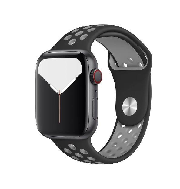 Gambar Strap Apple Watch Nike Rubber Sport Band Series 1 2 3 4 5 38/42/44mm - Black/Grey, 38/40/41 (S) dari Markas Remot undefined Tokopedia