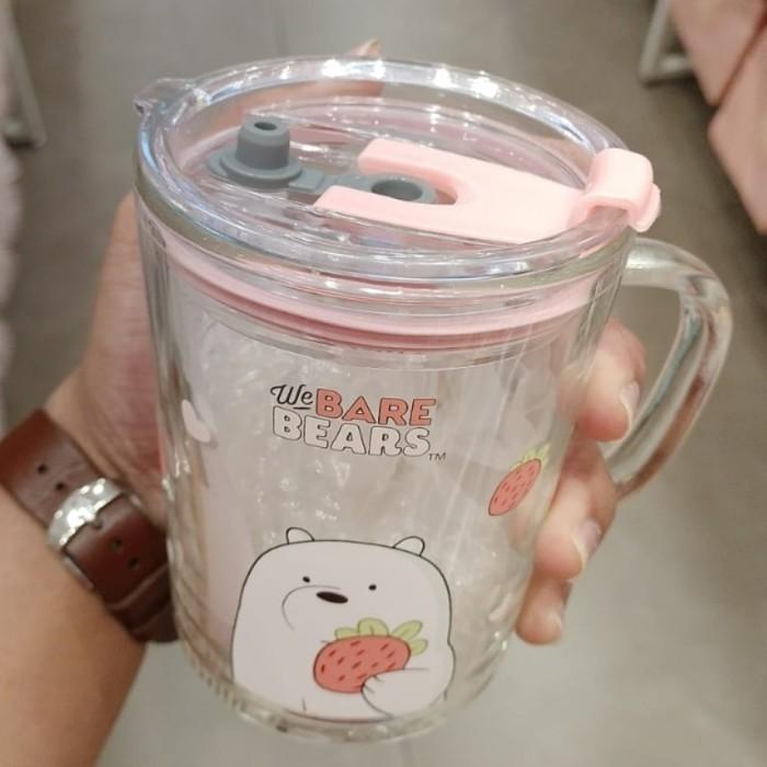 Gambar Miniso We Bare Bears Collection 5.0 Glass Cup with Straw (400mL) - Kuning dari minisosurabaya__ undefined Tokopedia