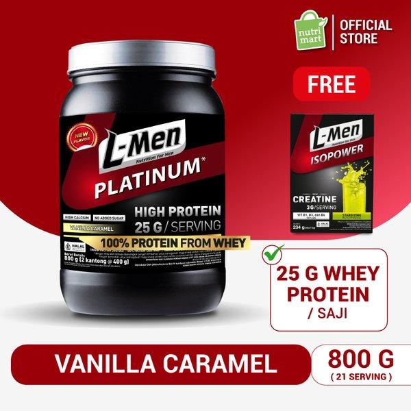 Gambar Free Creatine 30 Sch - L-Men Platinum Vanilla Caramel 800g / 17lbs - 25g Whey Protein - 21 Serving - 59g BCAA dilengkapi Creatine L-Glutamine & L-C dari bebektiren undefined Tokopedia