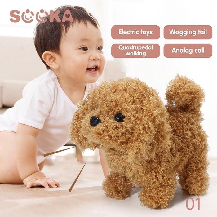 Gambar 18CM Boneka Anjing - Mainan Boneka Anjing Elektrik Bahan Plush Mainan Boneka Anjing Bisa Bergerak, Berjalan & Berbunyi/ Mainan Anak Lucu - Dark Brown dari toko rusta undefined Tokopedia