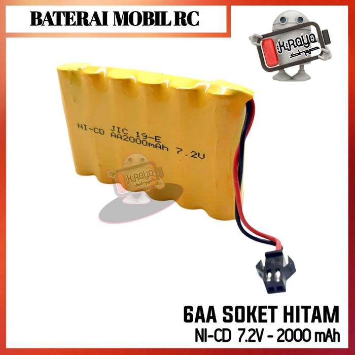 Gambar Baterai Mobil Remot 6x AA el Sejajar Ni-Cd 7.2volt - 2mAh Soket Hitam dari Omah Yolan undefined Tokopedia