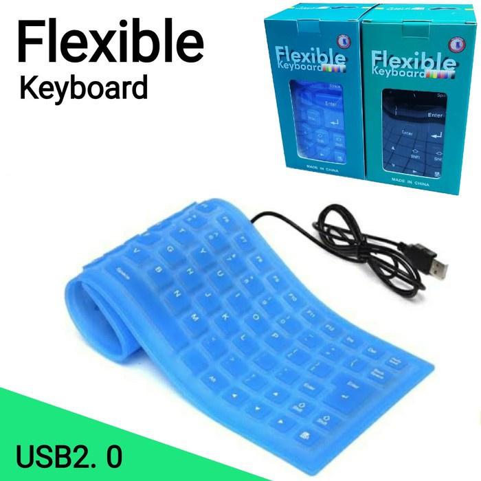 Gambar NEW KEYBOARD FLEXIBLE USB GULUNG ANTI AIR /KEYBOARD KARET - Biru dari tinsgkda undefined Tokopedia