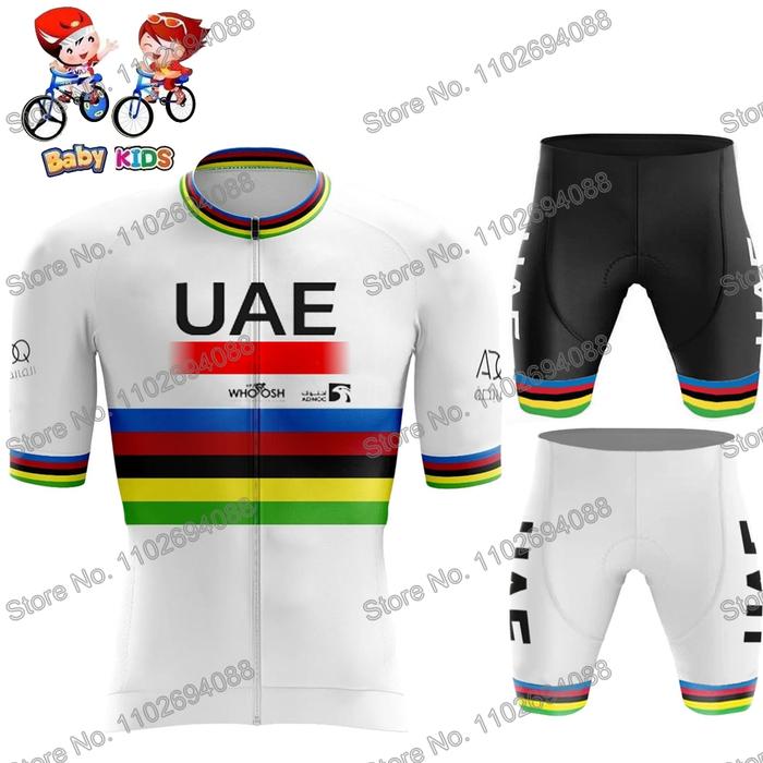 Jual Kids UAE Team 2023 Boys Cycling Jersey Set World Champion