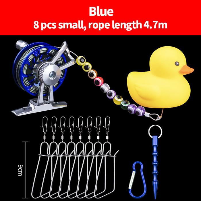 Gambar 7 Snaps Fishing Lock Buckle With Fly Reel Yellow Duck Stainless Steel Chain Stringer With Float Live Fish Lure Lock Belt LOS0011 - Blue(8 buckles) dari A1-Allshop undefined Tokopedia