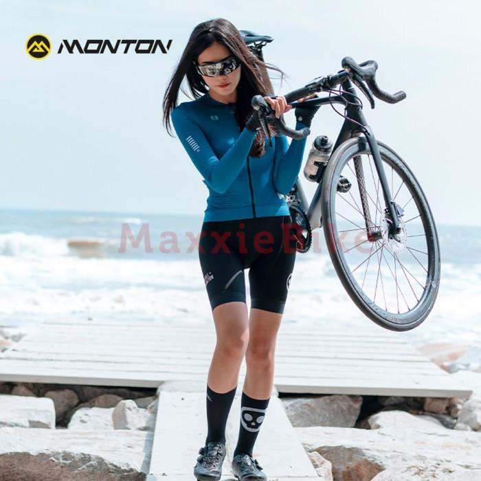Gambar Skull Monton Baju Jersey Sepeda Wanita Lengan Panjang Friday II Blue - Blue, S dari Maxxiebike undefined Tokopedia