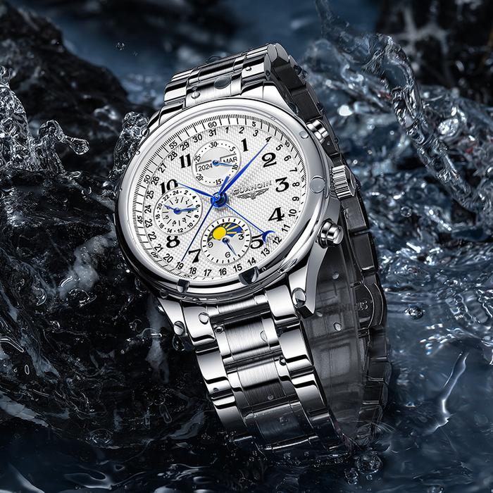 Guanqin 2024 Men Watches Top Luxury Mechanical Automatic Stainless Steel  Waterproof Moon Watch Sapphire Wristwatch Clock