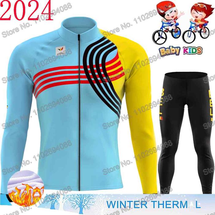 Jual Kids Belgium 2024 Cycling Clothing Winter Cycling Jersey Set