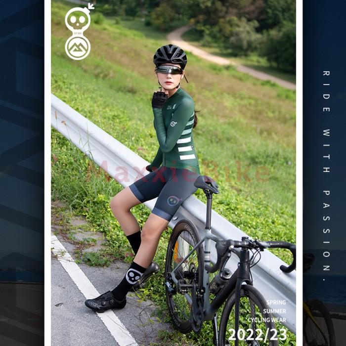 Gambar Skull Monton Baju Jersey Sepeda Wanita Lengan Panjang Wednesday II Grn - Green, S dari Maxxiebike undefined Tokopedia