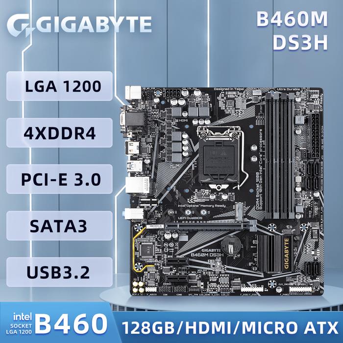 Used Gigabyte Motherboard B460m Ds3h Support 10th Gen Intel Core