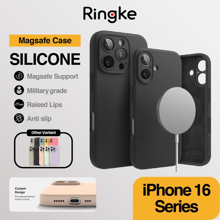 Gambar Case iPhone 16 Pro Max / 16 Pro / 16 Ringke Silicone Magnetic Magsafe Slim Casing Cover - Black, 16 Pro Max dari GAD Official undefined Tokopedia