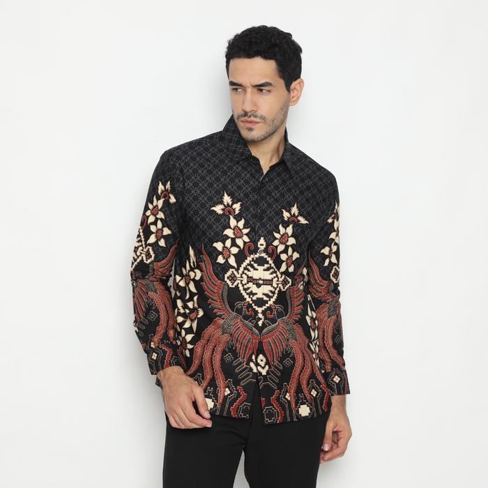 Gambar Kemeja Batik Pria Atasan Batik Modern Lengan Panjang Warna Hitam OLR233 - M dari Dancus undefined Tokopedia