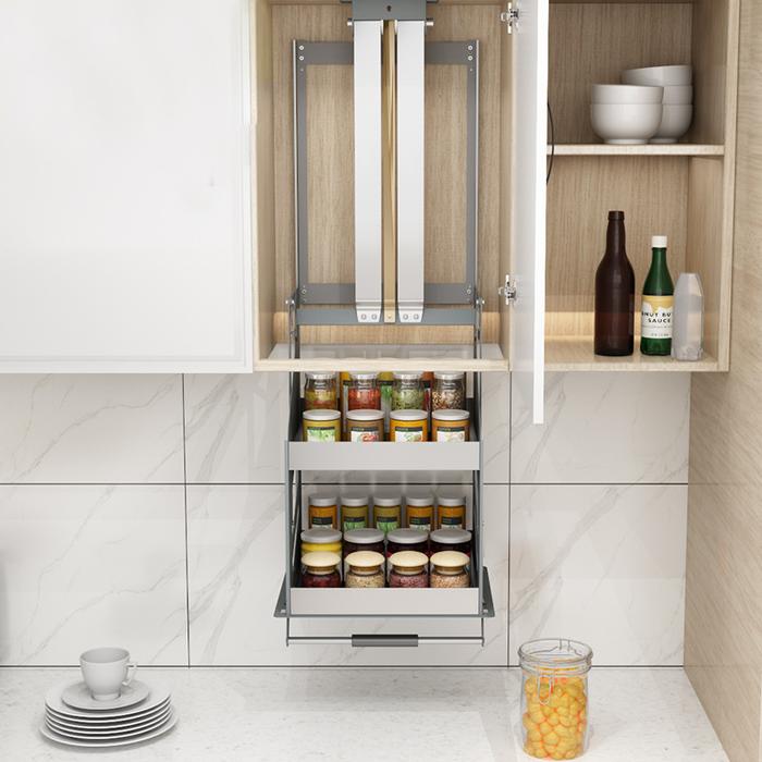 Jual Kitchen Cabinet Pull-Down Lift Basket Storage Spice Racks